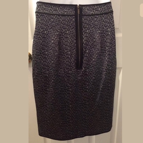 ZAC POSEN Pencil Skirt Geo Print Black Gray Piping Straight Dot Brushed High W - Picture 5 of 7